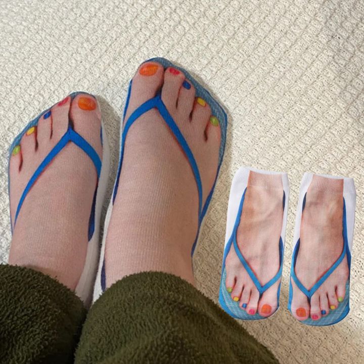 5%20Pair%20Flip%20Flop%20Socks%203D%20Pattern%20Manicure%20Print%20Running%20Socks%20Women%20-%20Image%203