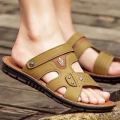 Men's Slippers Summer Outdoor Flip-Flops Beach Sandals Young and Middle-Aged2023New Casual Breathable and Wearable Leather Sandals. 