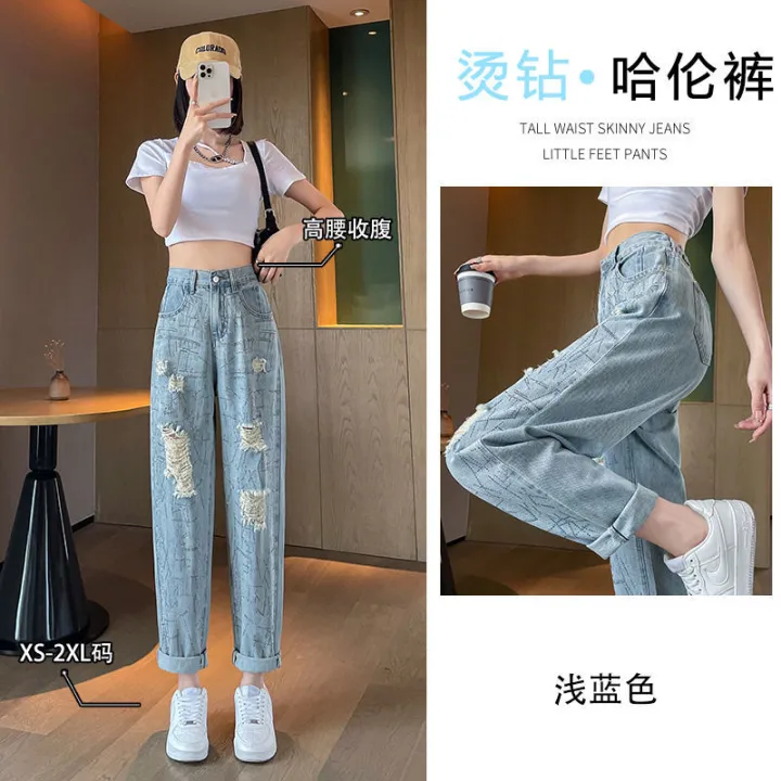 Ripped%20Jeans%20for%20Women%20Summer2023New%20Thin%20Slim%20Fit%20Loose%20High%20Waist%20Wide%20Leg%20Straight%20Pants%20-%20Image%203