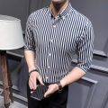 2023 New Shirts for Men Clothing Korean Slim Fit Half Sleeve Shirt Mens Casual Plus Size Business Formal Wear Chemise Homme 5XL.