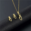 Korean Love Shaped Necklace Earrings Set For Women/Gift For Grils. 