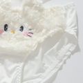 Fluffy Cat Cartoon Plush Bra Panty Set Cozy Mid-Rise Bikini Briefs Cute Underwear for Women Comfortable Lingerie for women.
