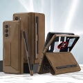 MOBICASE For Samsung Galaxy Z Fold 3 Fold 4 Fold 5 5G Back Cover Leather Pen Holder Armor Case Back Protection Hard Cover Leather Cover Case. 