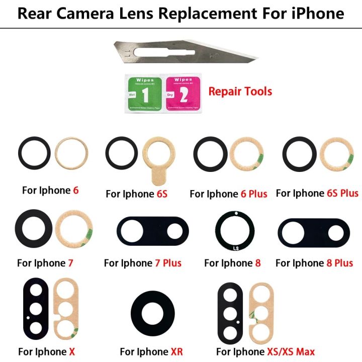 Original Camera Glass Lens Back Rear Camera Glass Lens with Adhesive Sticker Replacement For IPhone 6 7 8 6S Plus X XR XS Max