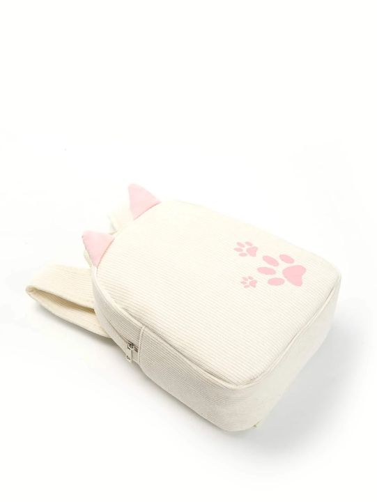 Girls%20Boys%20Cute%20Casual%20Cat%20Footprint%20Print%20Corduroy%20Adjustable%20Kids%20Backpack%20Kids%20School%20Bag%20For%20Outdoor%20Travel%20Students%20-%20Image%206