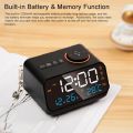 Multifunctional Alarm Clock with FM Radio Rechargeable LED Digital Clock with Temperature and Humidity Display Support Sound-Activated/Keep-on Switching, Brightness/Volume Adjustable, Snooze Function. 