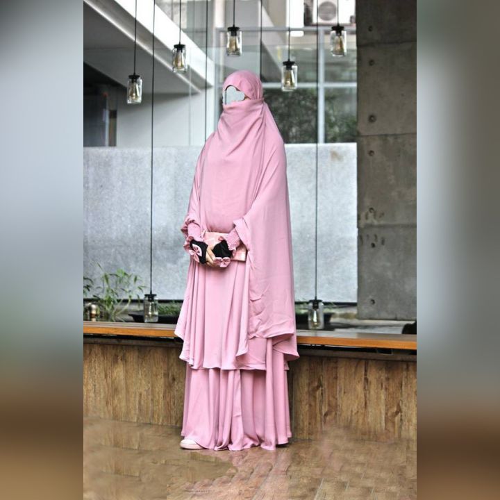 Ethereal Lace and Network Abaya Dress – Dubai Cherry Fabric Abaya with Hijab for a Graceful Presence Lovely outwear For Women