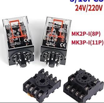 RELAY With BASE, MK2P-I, MK3P-I, AC 220Volt Electromagnetic Relay With 8 Pin or 11 Pin Base Terminal