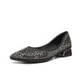 Spring Summer Women's Shoes Pointed Toe Rhinestone Chunky Heel 3 cm Low Heel Shoes Low-Cut Pumps Full Diamond Flat Bottom Comfort Sandals.