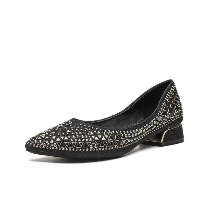 Spring%20Summer%20Women's%20Shoes%20Pointed%20Toe%20Rhinestone%20Chunky%20Heel%203%20cm%20Low%20Heel%20Shoes%20Low-Cut%20Pumps%20Full%20Diamond%20Flat%20Bottom%20Comfort%20Sandals%20-%20Image%205