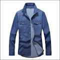 2022 Spring Autumn High Quality Denim Shirt Men Casual Long Sleeve Fit Slim Personality Pocket Black Blue Jean Shirts. 