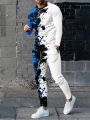 Casual Long-Sleeved T Shirt Pants 2-Piece (Set) For Men's.