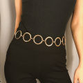 Fashion Circle Metal Chain Belt Women Gold Silver Round Alloy Belt With Long Tassel Female Waistband For Dress.