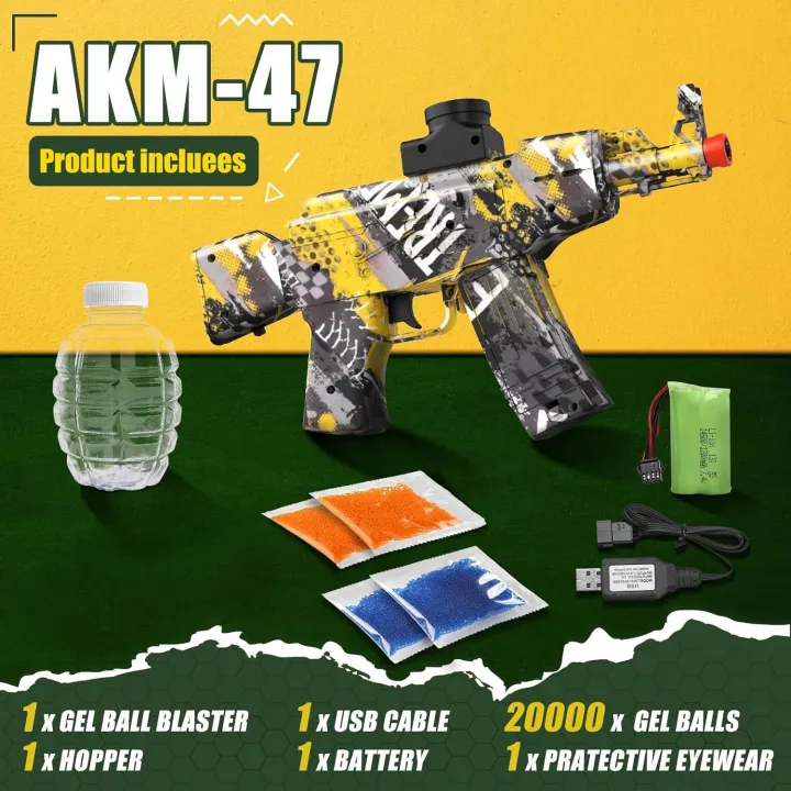 Electric Gel Ball Blaster AEG AKM-47 for Outdoor Activities-Fighting Shooting Team Game,Full Auto Splatter Ball Blasters with Water Bead Rechargeable Battery Powered