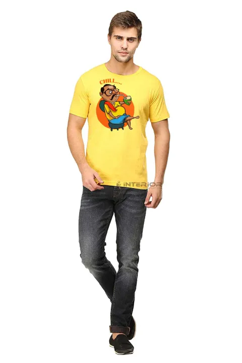 CHILL%20Cartoon%20Funny%20Graphic%20Printed%20T-Shirt%20for%20Men%20Half%20Sleeve%20%20Casual%20Round%20Neck.%20Sports%20&%20Gym%20wear%20%20T-shirts%20for%20Attitude%20Boys%20-%20Image%204