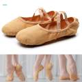 Canvas Ballet Slipper Split-Sole Shoes Fitness Gymnastics Flats Tan_34.