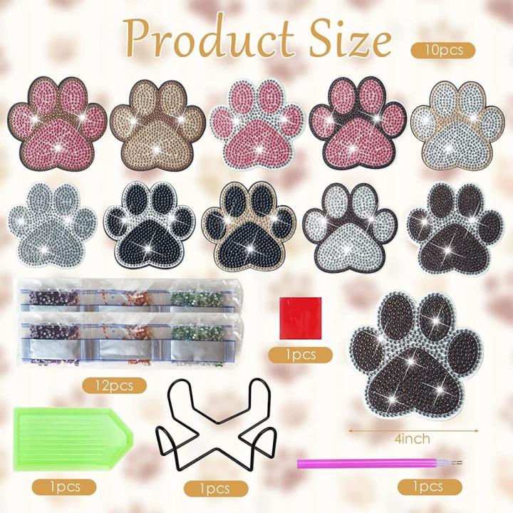 10%20Pcs%20Dog%20Paw%20Shaped%20Painting%20Coasters%20Kits%20DIY%20Pet%20Paw%20Painting%20Coasters%20With%20Holder%20-%20Image%202