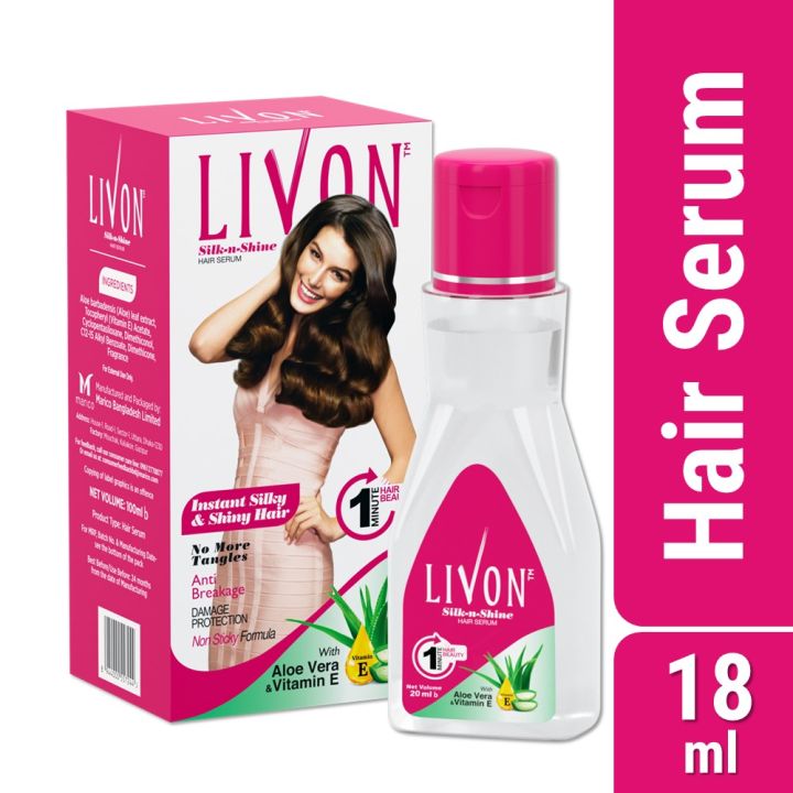 Livon Hair Serum with Argan Oil Vitamin E for Women Men| For Frizz  Free, Smooth Glossy Hair| Moisturizes Detangles Hair| All Hair Types|  18 ml