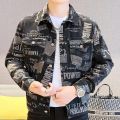 Vintage Jacket Men Streetwear Brand Letter Print Jacket Men Luxury Slim Fall Men Jeans Jacket Denim Designer Jaquetas Masculino.
