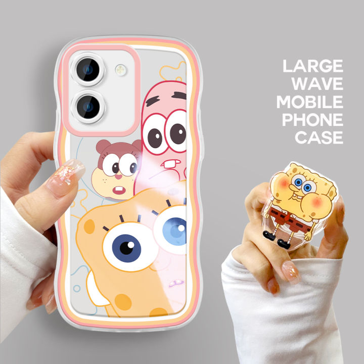 BILI%20for%20Vivo%20Y36%204G%205G%20/%20Y27%205G%20Back%20Cover%20With%20Free%20Ring%20Holder%20Spongebob%20Soft%20Transparent%20Colorful%20Wavy%20Phone%20Cases%20-%20Image%202