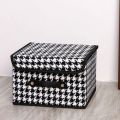 Houndstooth Cloth Storage Box Folding Storage Box Basket Student Dormitory Covered Storage Box Underwear Storage Artifact. 