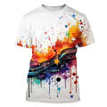 Color Splash Ink Drop Color 3D Printing T-shirt Starry Sky Harajuku Style T-shirt Men and Women Fashion Case Actual T-shirt Kids. 
