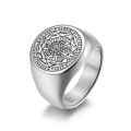 European American Vintage Trend Mystic Star Rune Ring Gold Plated Stainless Steel Seven-pointed Star Ring for Men.