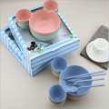 4Pcs/set Cartoon Kids Tableware Wheat Straw Dinner Plate Divided Meal Bowl Spoon Fork Chopsticks Lovely Feeding Plate Bowl Small Chips Snacks Dishware. 