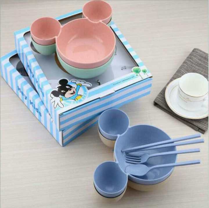 4Pcs/set%20Cartoon%20Kids%20Tableware%20Wheat%20Straw%20Dinner%20Plate%20Divided%20Meal%20Bowl%20Spoon%20Fork%20Chopsticks%20Lovely%20Feeding%20Plate%20Bowl%20Small%20Chips%20Snacks%20Dishware%20-%20Image%205