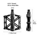 Bicycle Aluminum Alloy Pedals Flat-Platform For Cycling Mountain MTB BMX Bike Bicycle Bearing 9/16 Inch Left & Right Black Bicycle Accessories.