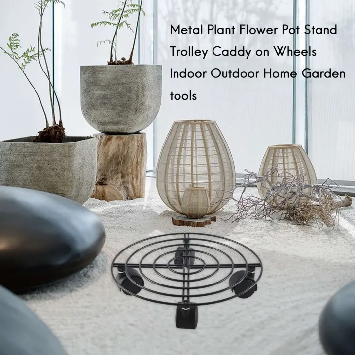 Metal%20Plant%20Flower%20Pot%20Stand%20Trolley%20Caddy%20on%20Wheels%20Indoor%20Outdoor%20Home%20Garden%20tools%20-%20Image%202