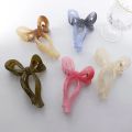 5.2inch Simple and Versatile Hollow Streamer Bow Ties Oil Dripping Plastic Hair Claw Clip Hairpin Hair Accessories for Women. 