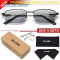 Outdoor Near-far dual-purpose Photochromic Reading Glasses Women Men Progressive Multifocal Anti Blue Ray Finished Spectacles.