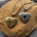 Love Heart Secret Message Locket Necklace Pendant DIY Photo Picture Locket Vintage Gift For Lover Couples Custom Message. 