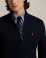 Ralph Lauren Cable-Knit Cotton Full Zipper Sweater โ Navy Blue.