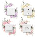 Rose Design Switch Sticker Waterproof Floral Switch Sticker Self-adhesive Wall Decal for Living Room Bedroom Kids Room Peel Stick Decoration Pvc Material Waterproof Switch Sticker. 