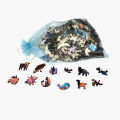 Wooden Puzzle Model Assembly Three Dimensional Irregular Shaped Animal Lion Pattern Wooden Puzzle Puzzle Decompression Hand Asse MuXiaRe.