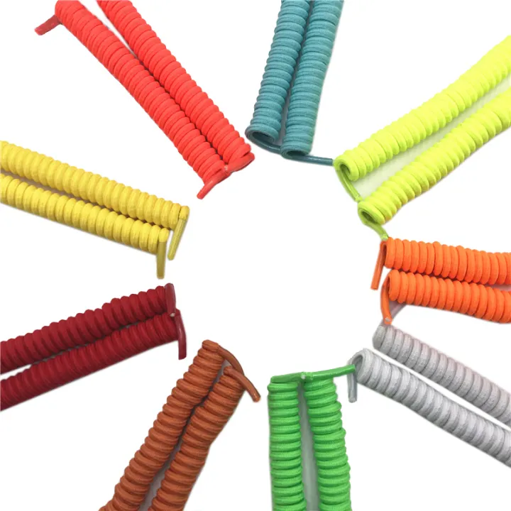 Coolstring 4mm Spiral Spring Curly Stretch Shoelace Lazy No Tie Shoe Laces New Shoestrings For Elderly Children Casual Sneakers