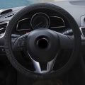 15''/38cm Car Steering Wheel Cover Microfiber Breathable Anti-slip Black Leather. 