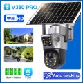 V380 Pro 4G Dual Lens Solar PTZ Outdoor Camera Solar Powered Outdoor PTZ Security CCTV Camera V380 4G Sim Card Supported IP Camera.