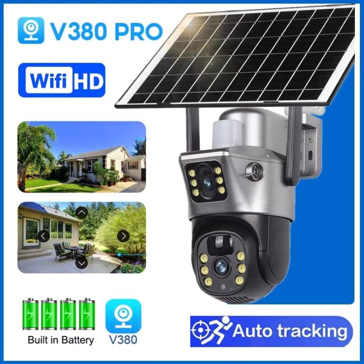 V380 Pro 4G Dual Lens Solar PTZ Outdoor Camera Solar Powered Outdoor PTZ Security CCTV Camera V380 4G Sim Card Supported IP Camera