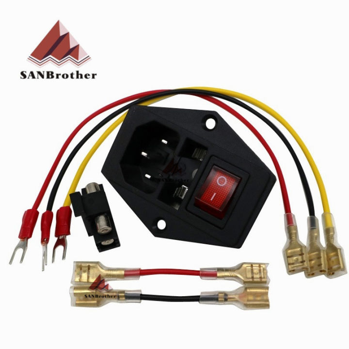 【Duoupa Store】Hot 250V Power switch AC power outlet with red Rocker Switch tripod feet of copper with fuse for