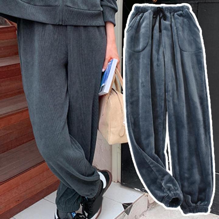 Japanese style new men's home pants thick flannel warm pants autumn and winter large size coral fleece trousers pajama pants