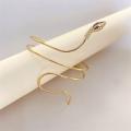 Exaggerated Snake Shaped Bracelet Women's Fashion Twisted Wrap Alloy Animal Arm Ring Body Jewelry Accessory.