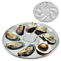 8PCS Oyster Plate Stainless Steel Oyster Plates Shell Shaped Oyster Container with 8 Slots for Oyster Sauce.
