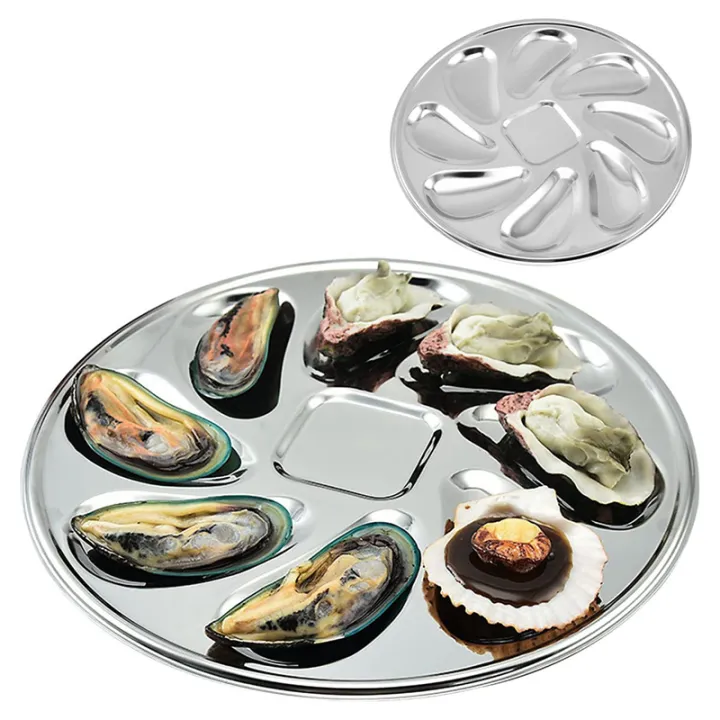 8PCS%20Oyster%20Plate%20Stainless%20Steel%20Oyster%20Plates%20Shell%20Shaped%20Oyster%20Container%20with%208%20Slots%20for%20Oyster%20Sauce%20-%20Image%204