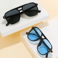 SO EI Fashion Double Bridges Square Sunglasses Women Retro Rivets Decoration Shades UV400 Men Gradient Trending Sun Glasses. 