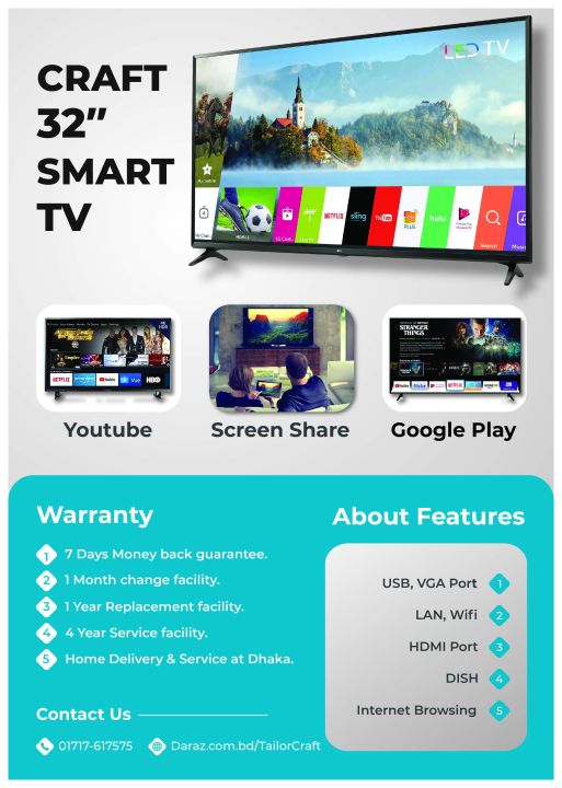 Craft%20Brand%2032%20inch%204k%20Smart%20TV%20%20LED%20TV%20,%202GB%20RAM/16%20GB%20ROM.%20A%20Grade%20-%20Image%2010
