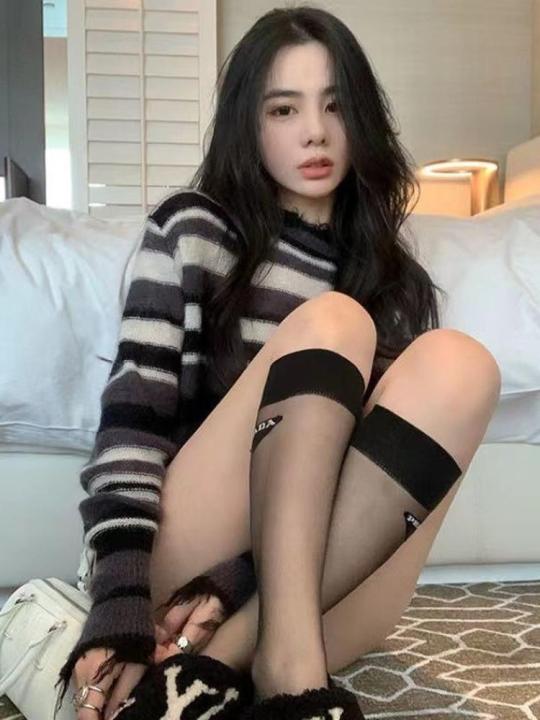 KOSAHIKI%202023%20Korean%20Fashion%20Loose%20Thin%20Knitted%20Pullover%20Women%20Rainbow%20Striped%20Cropped%20Sweater%20Ripped%20Y2k%20Harajuku%20Streetwear%20-%20Image%206