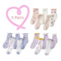 Kids Socks 5 Pairs/Lot Spring Summer Cotton Girls Boys Cute Flowers Pattern For Children Baby Princess Mesh Socks 0-12 Years Old. 